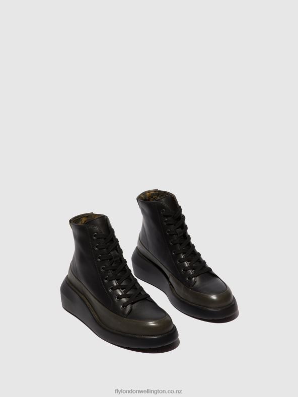 Women Fly London DK.GREEN/BLACK Lace-up Ankle Boots BOZE515 0B6X4107