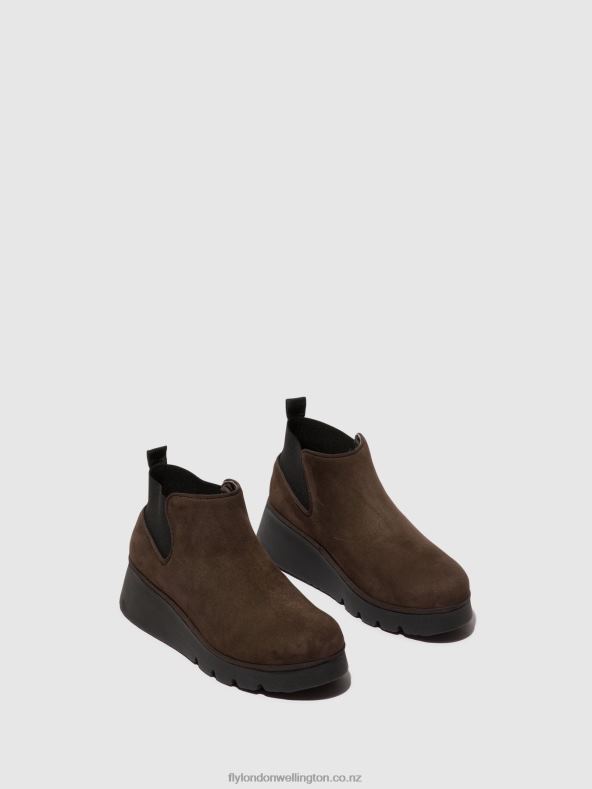 Women Fly London DK. TAUPE Elasticated Ankle Boots PADA403 0B6X4112