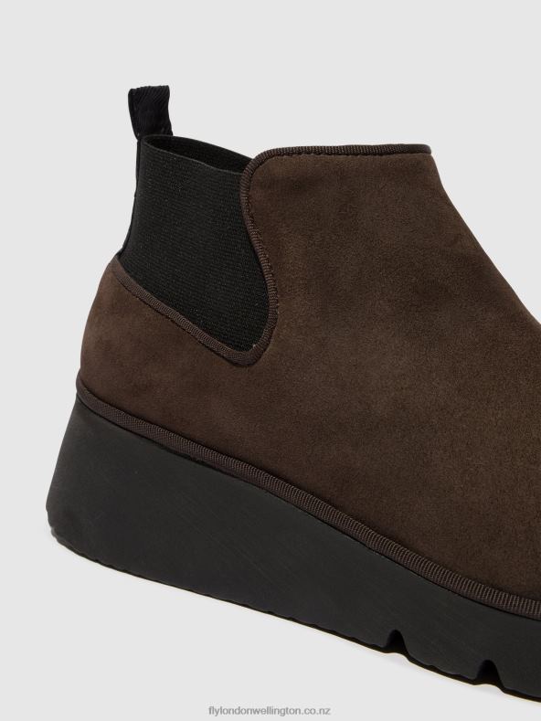 Women Fly London DK. TAUPE Elasticated Ankle Boots PADA403 0B6X4112
