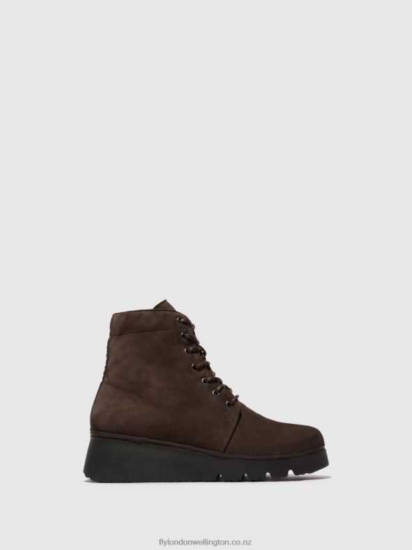 Women Fly London DK. TAUPE Lace-up Ankle Boots PALL404 0B6X494