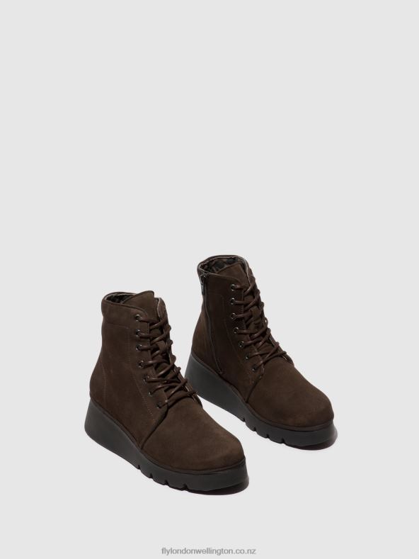 Women Fly London DK. TAUPE Lace-up Ankle Boots PALL404 0B6X494