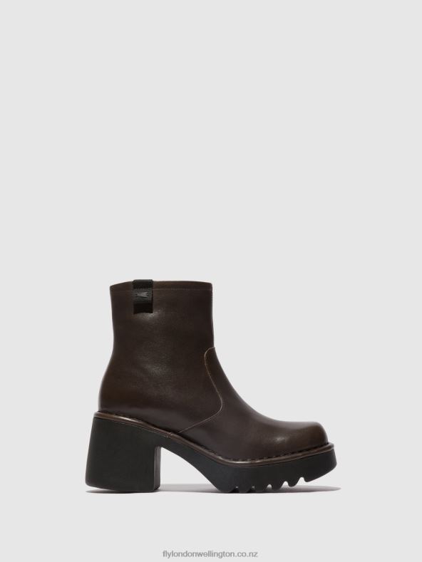 Women Fly London DK.TAUPE Zip Up Ankle Boots MOGE250 0B6X452