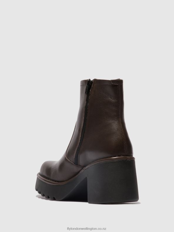 Women Fly London DK.TAUPE Zip Up Ankle Boots MOGE250 0B6X452