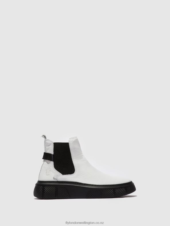 Women Fly London DUBLIN WHITE (BLACK SOLE) Chelsea Ankle Boots EBBE479 0B6X4169