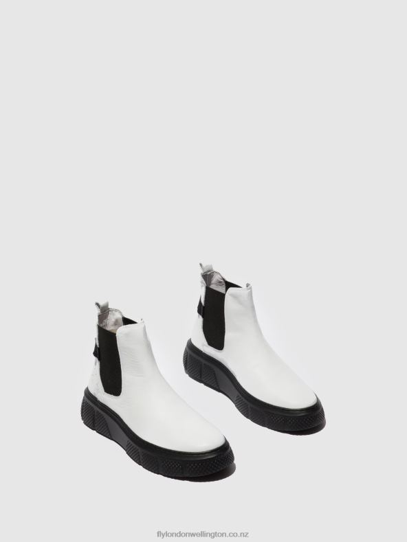 Women Fly London DUBLIN WHITE (BLACK SOLE) Chelsea Ankle Boots EBBE479 0B6X4169
