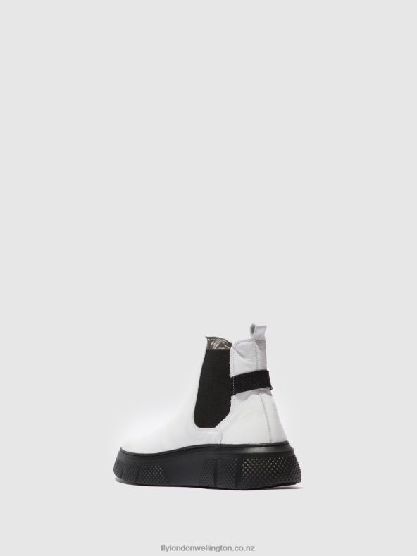 Women Fly London DUBLIN WHITE (BLACK SOLE) Chelsea Ankle Boots EBBE479 0B6X4169