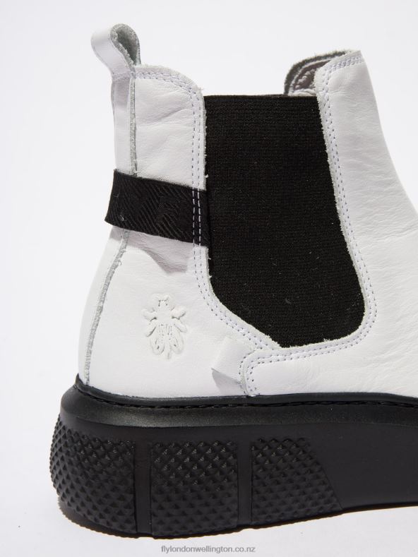 Women Fly London DUBLIN WHITE (BLACK SOLE) Chelsea Ankle Boots EBBE479 0B6X4169