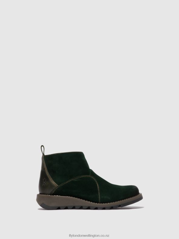 Women Fly London FOREST GREEN/DIESEL Zip Up Ankle Boots SELY918 0B6X422