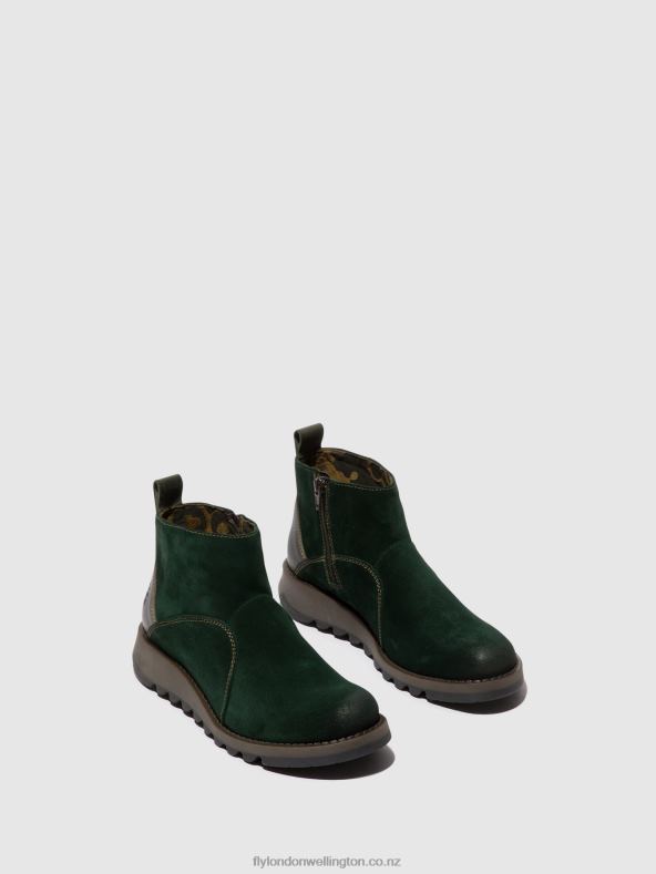 Women Fly London FOREST GREEN/DIESEL Zip Up Ankle Boots SELY918 0B6X422