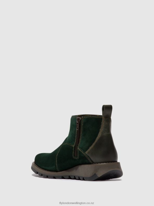 Women Fly London FOREST GREEN/DIESEL Zip Up Ankle Boots SELY918 0B6X422