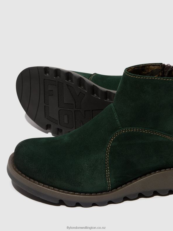 Women Fly London FOREST GREEN/DIESEL Zip Up Ankle Boots SELY918 0B6X422