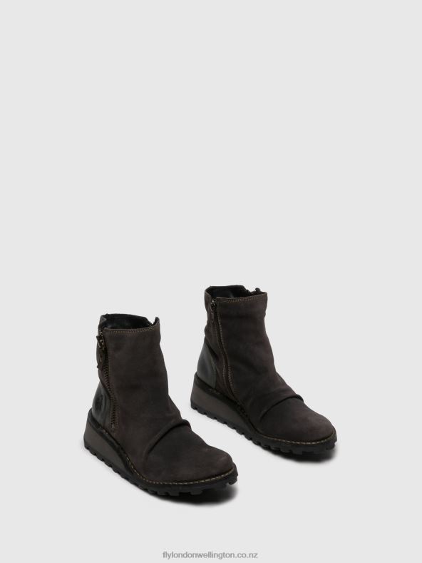 Women Fly London Gray Zip Up Ankle Boots MON944 DIESEL 0B6X4271