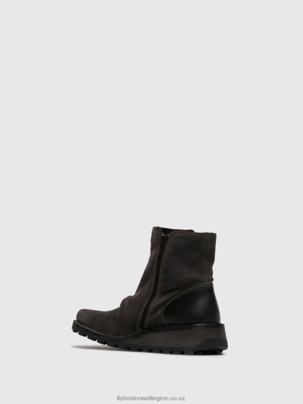 Women Fly London Gray Zip Up Ankle Boots MON944 DIESEL 0B6X4271