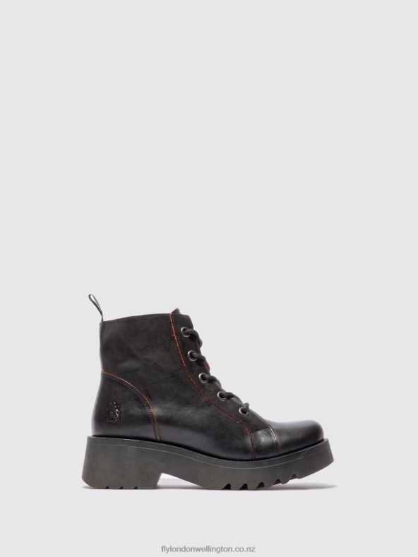 Women Fly London JAVA BLACK/RED Lace-up Ankle Boots METZ788 0B6X4174