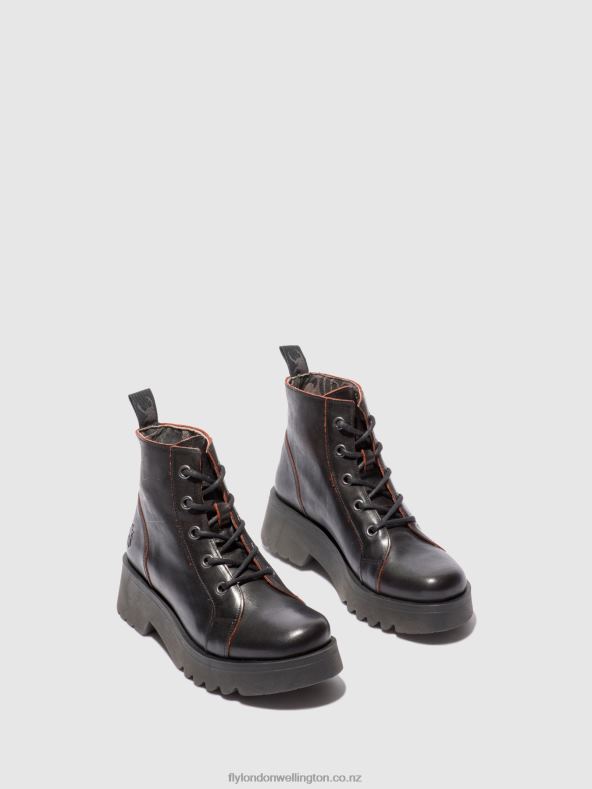 Women Fly London JAVA BLACK/RED Lace-up Ankle Boots METZ788 0B6X4174