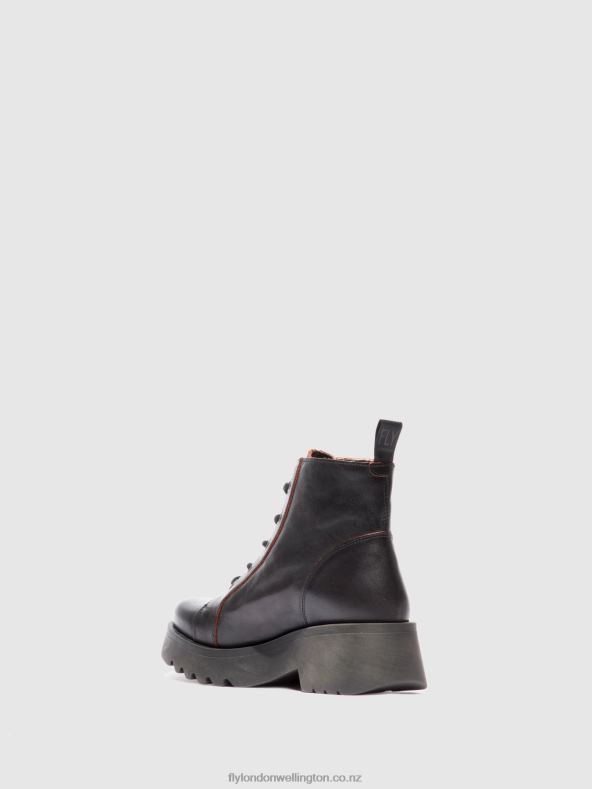 Women Fly London JAVA BLACK/RED Lace-up Ankle Boots METZ788 0B6X4174