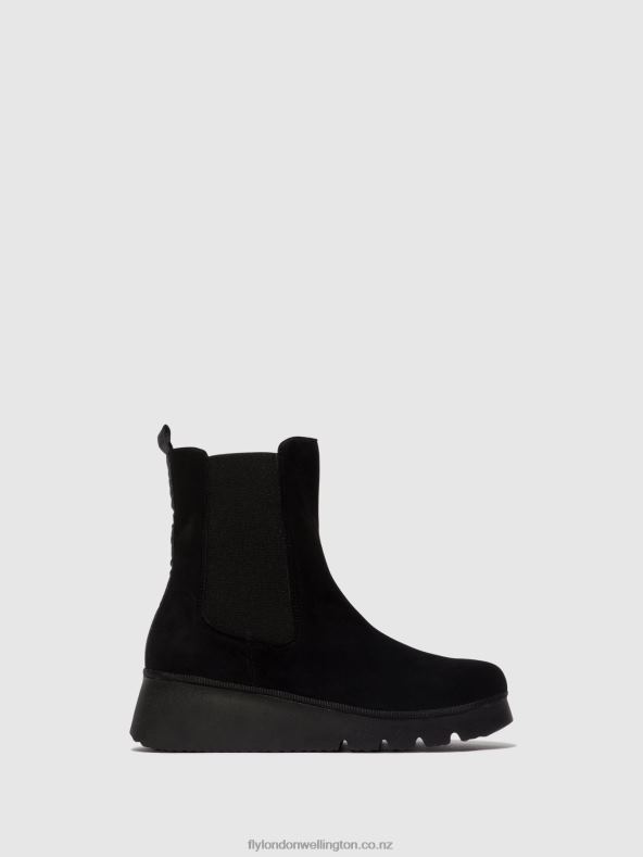 Women Fly London KID SUEDE BLACK Chelsea Ankle Boots PATY405 0B6X46