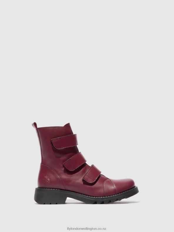 Women Fly London LEATHER WINE(BLACK) Velcro Ankle Boots RACH790 0B6X4191