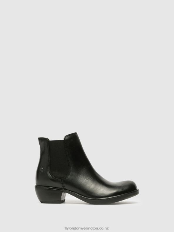 Women Fly London MAKE BLACK Chelsea Ankle Boots 0B6X4267