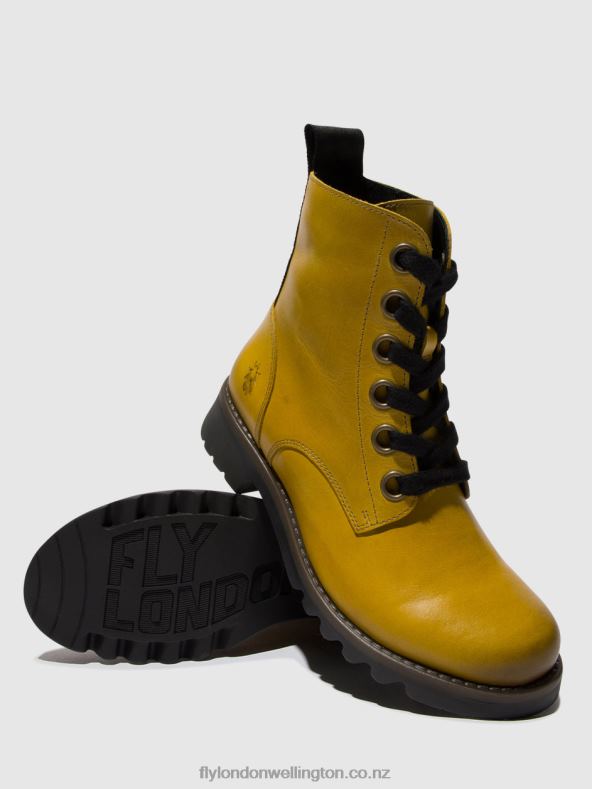 Women Fly London MUSTARD Lace-up Ankle Boots RAGI539 0B6X496