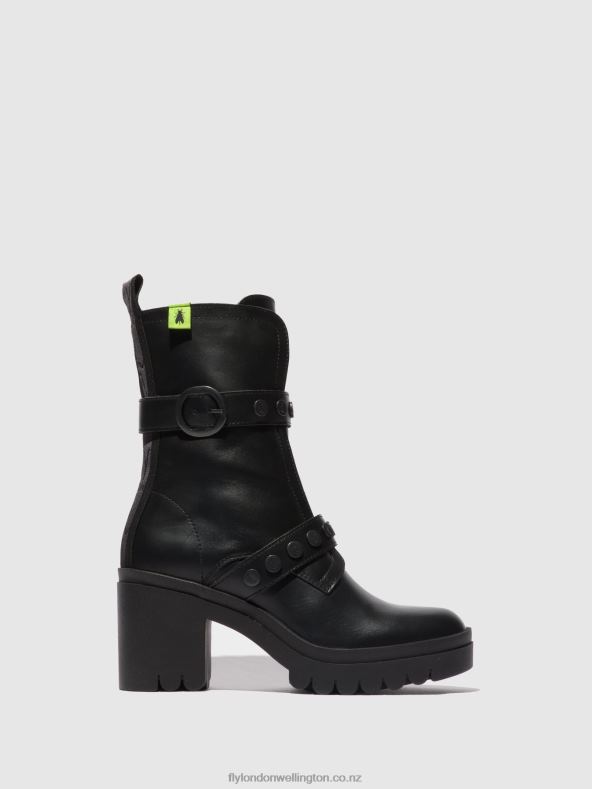 Women Fly London NAUSICA BLACK Zip Up Ankle Boots TAMA888 0B6X4160