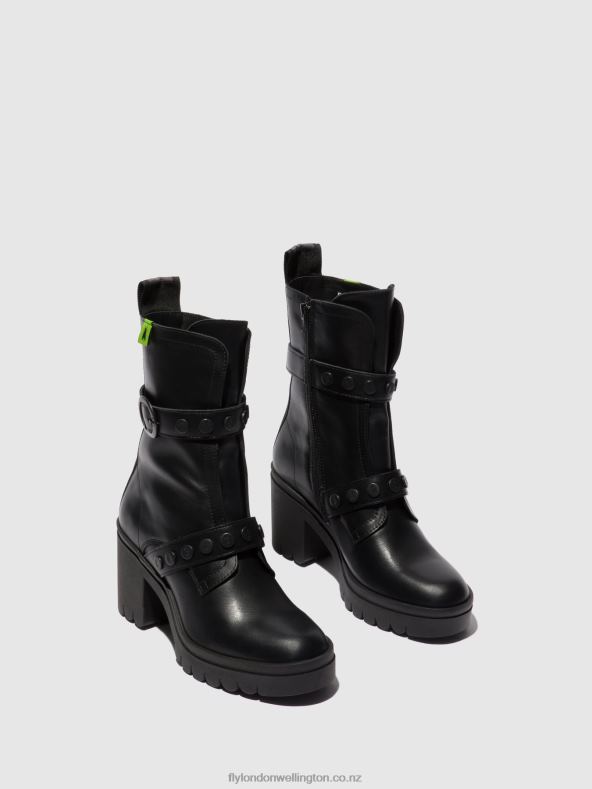 Women Fly London NAUSICA BLACK Zip Up Ankle Boots TAMA888 0B6X4160