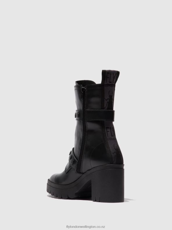 Women Fly London NAUSICA BLACK Zip Up Ankle Boots TAMA888 0B6X4160