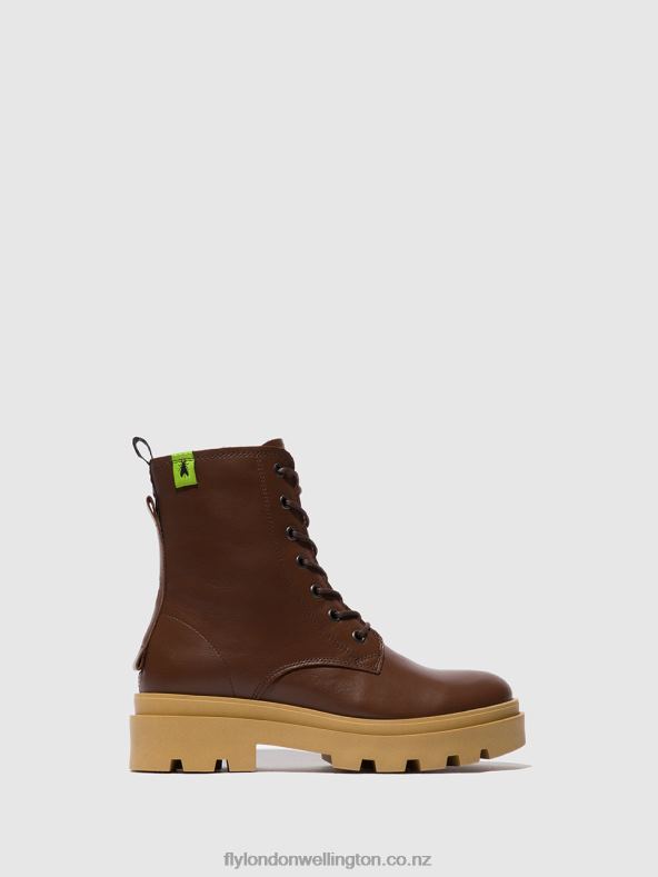 Women Fly London NAUSICA CHOCOLATE Lace-up Ankle Boots JACY881 0B6X4163