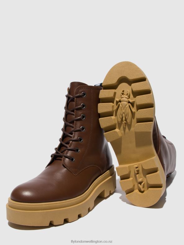Women Fly London NAUSICA CHOCOLATE Lace-up Ankle Boots JACY881 0B6X4163
