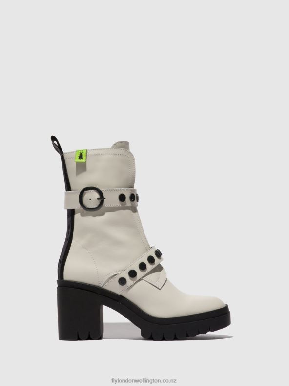 Women Fly London NAUSICA OFFWHITE Zip Up Ankle Boots TAMA888 0B6X4161