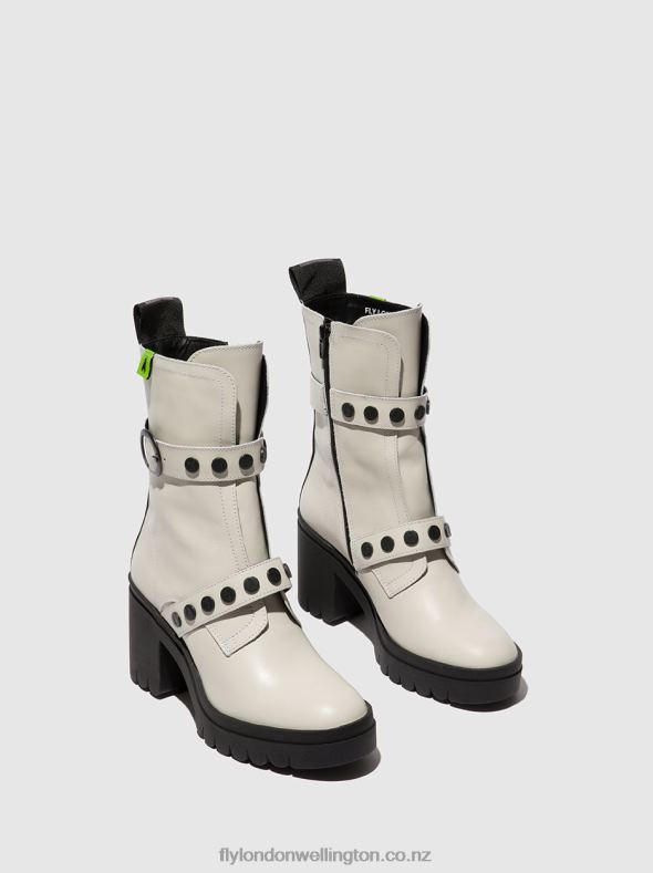 Women Fly London NAUSICA OFFWHITE Zip Up Ankle Boots TAMA888 0B6X4161