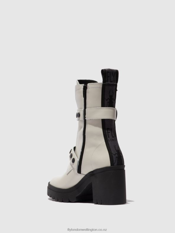 Women Fly London NAUSICA OFFWHITE Zip Up Ankle Boots TAMA888 0B6X4161