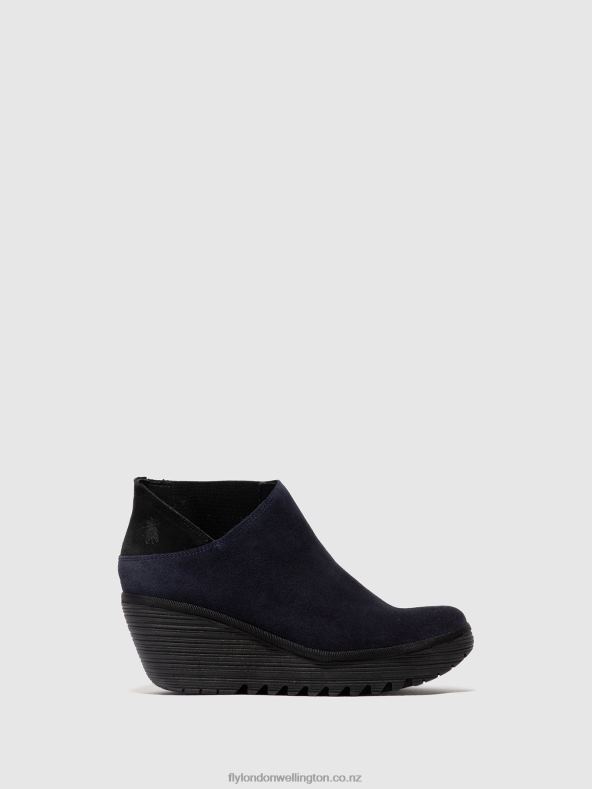 Women Fly London NAVY/BLACK Zip Up Ankle Boots YEGO400 0B6X427