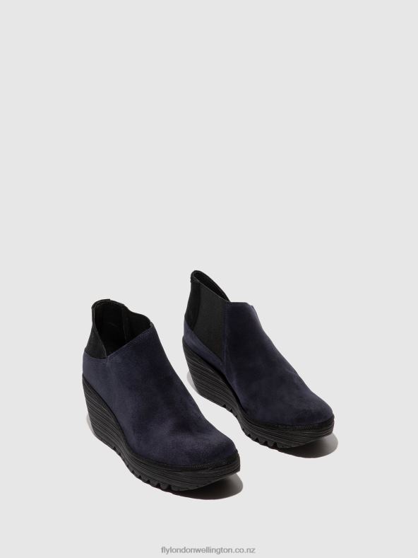 Women Fly London NAVY/BLACK Zip Up Ankle Boots YEGO400 0B6X427