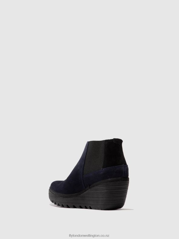 Women Fly London NAVY/BLACK Zip Up Ankle Boots YEGO400 0B6X427