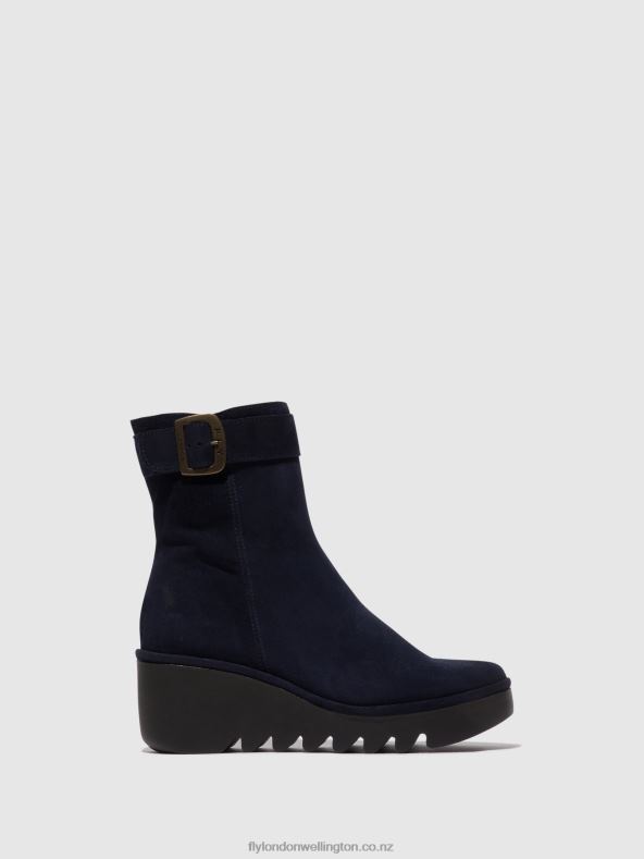 Women Fly London NAVY Zip Up Ankle Boots BEPP396 0B6X465