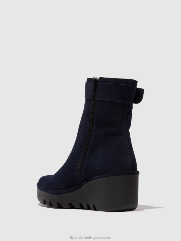 Women Fly London NAVY Zip Up Ankle Boots BEPP396 0B6X465