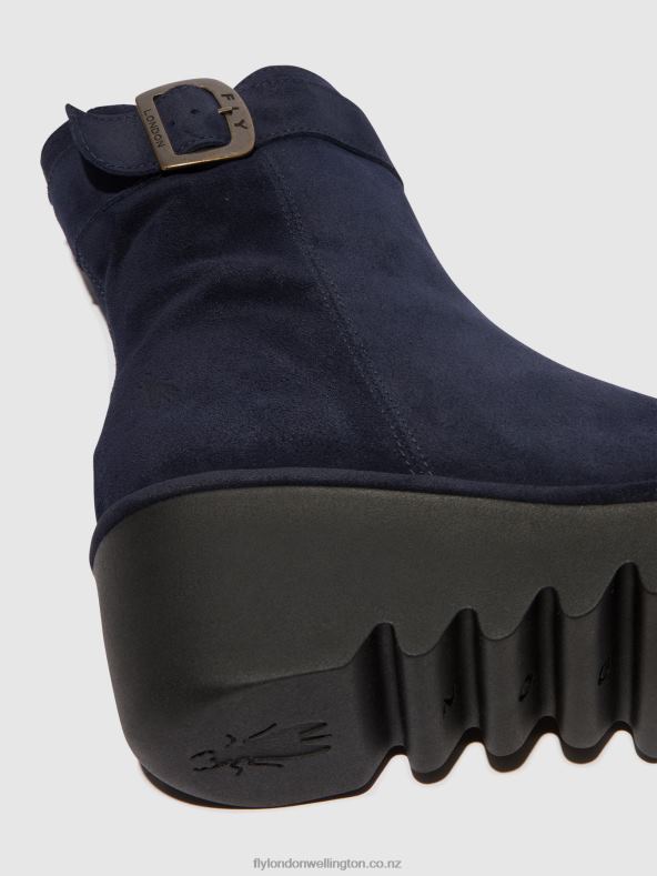 Women Fly London NAVY Zip Up Ankle Boots BEPP396 0B6X465