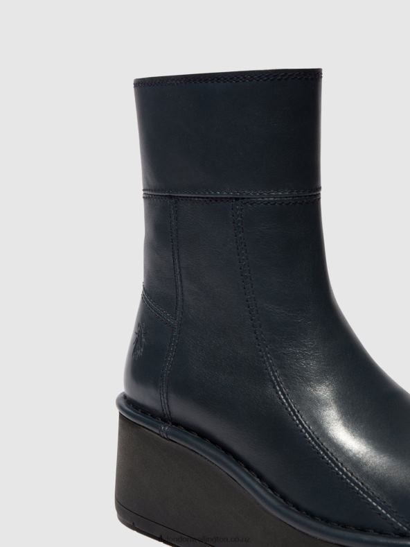 Women Fly London NAVY Zip Up Ankle Boots HANN248 0B6X456