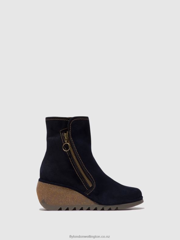 Women Fly London NAVY Zip Up Ankle Boots NELA407 0B6X447