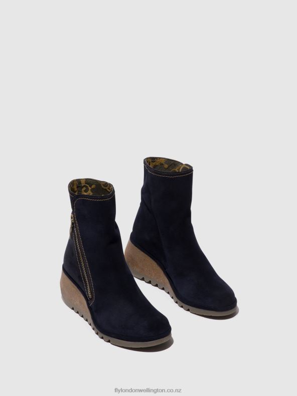 Women Fly London NAVY Zip Up Ankle Boots NELA407 0B6X447