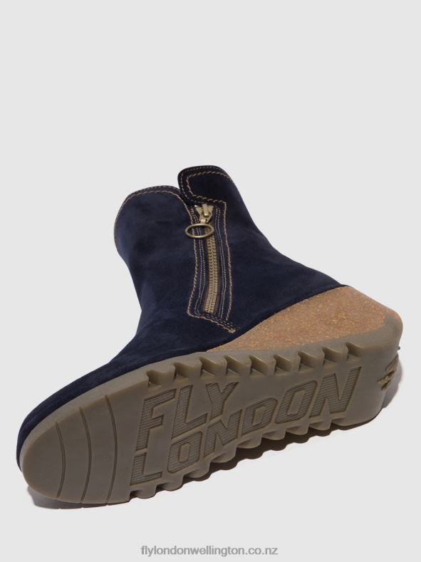 Women Fly London NAVY Zip Up Ankle Boots NELA407 0B6X447