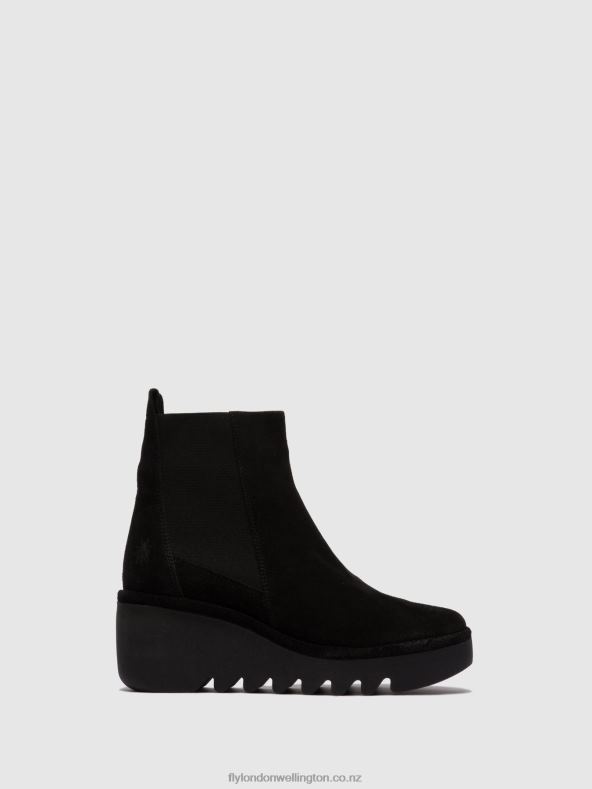 Women Fly London OILSUEDE BLACK Chelsea Ankle Boots BAGU233 0B6X4261