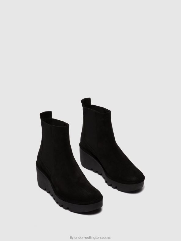 Women Fly London OILSUEDE BLACK Chelsea Ankle Boots BAGU233 0B6X4261