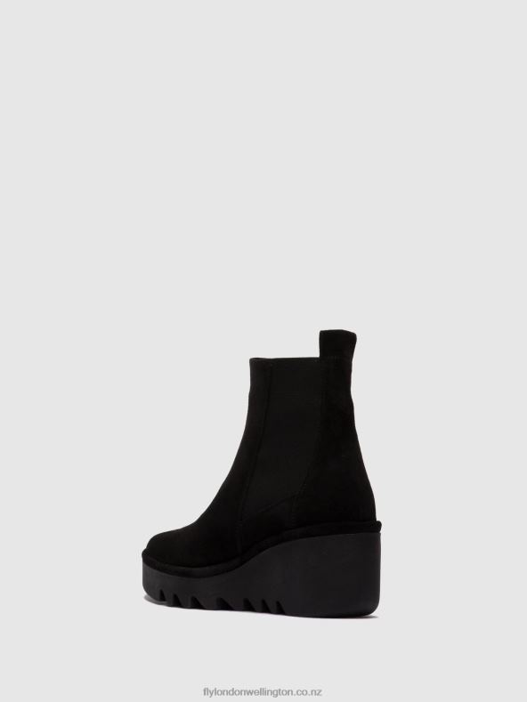 Women Fly London OILSUEDE BLACK Chelsea Ankle Boots BAGU233 0B6X4261