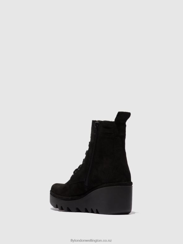 Women Fly London OILSUEDE BLACK Lace-up Ankle Boots BIAZ329 0B6X4211