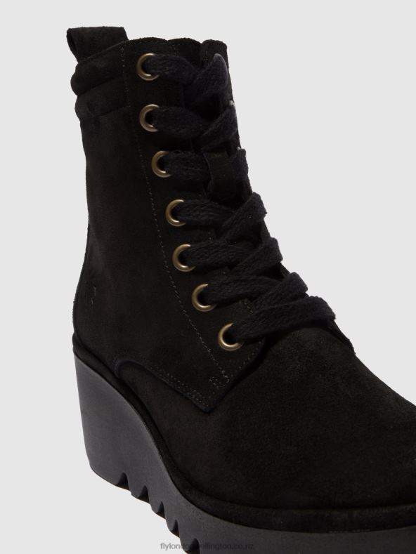 Women Fly London OILSUEDE BLACK Lace-up Ankle Boots BIAZ329 0B6X4211