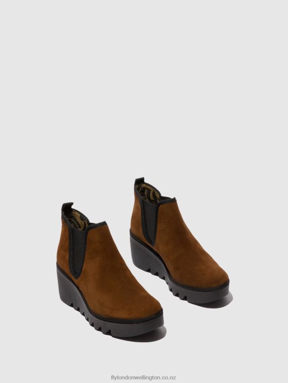 Women Fly London OILSUEDE CAMEL Chelsea Ankle Boots BYNE349 0B6X4229