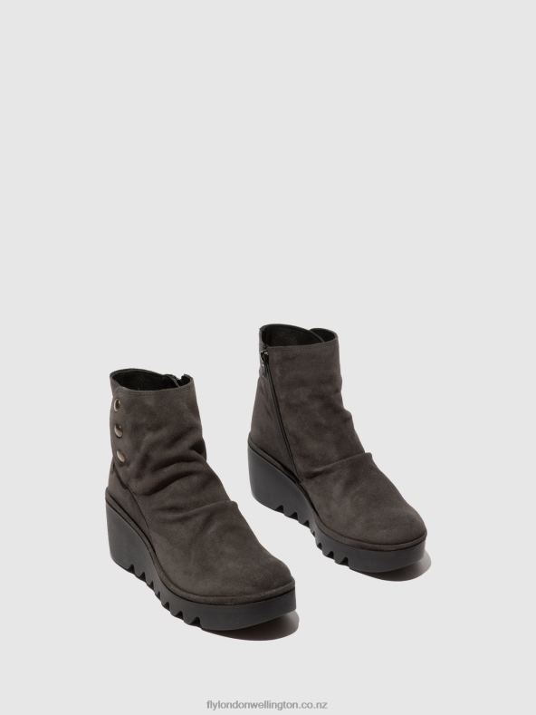 Women Fly London OILSUEDE DIESEL Zip Up Ankle Boots BROM344 0B6X4183