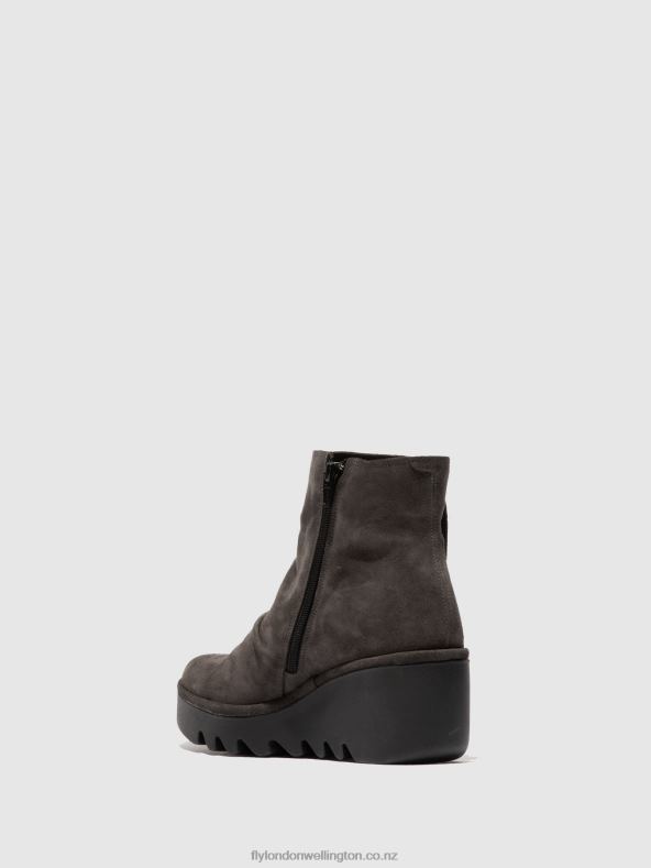 Women Fly London OILSUEDE DIESEL Zip Up Ankle Boots BROM344 0B6X4183